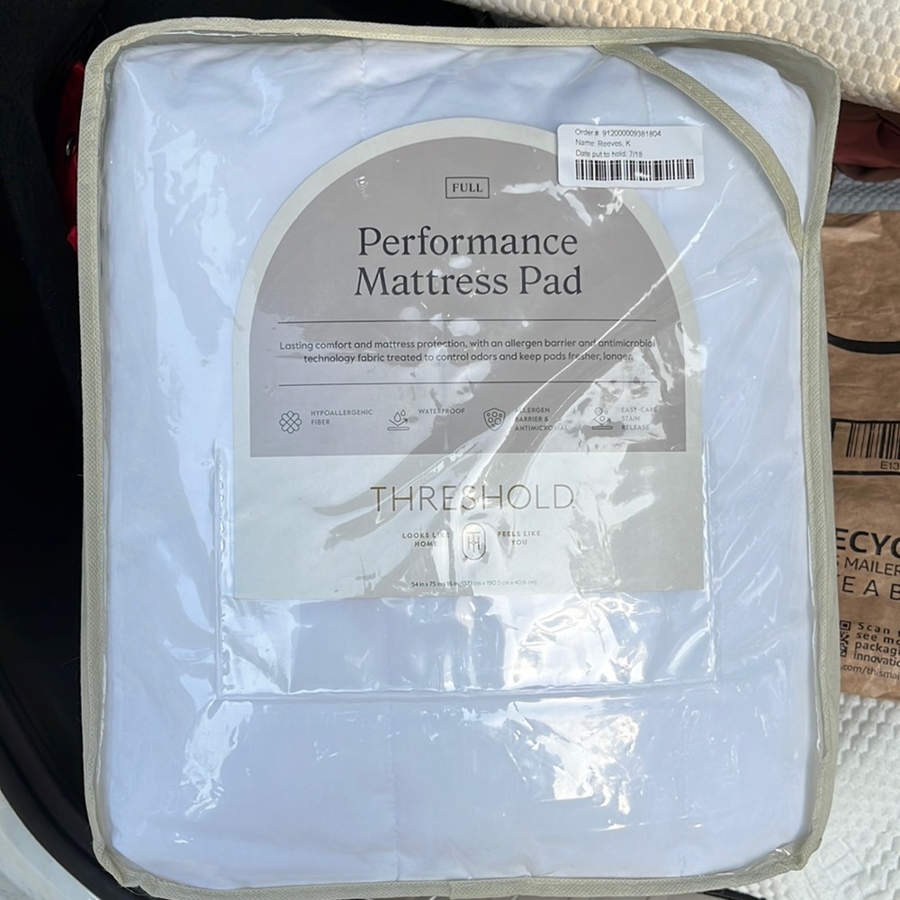 Performance, mattress, pad, full size NWT, from target originally $24